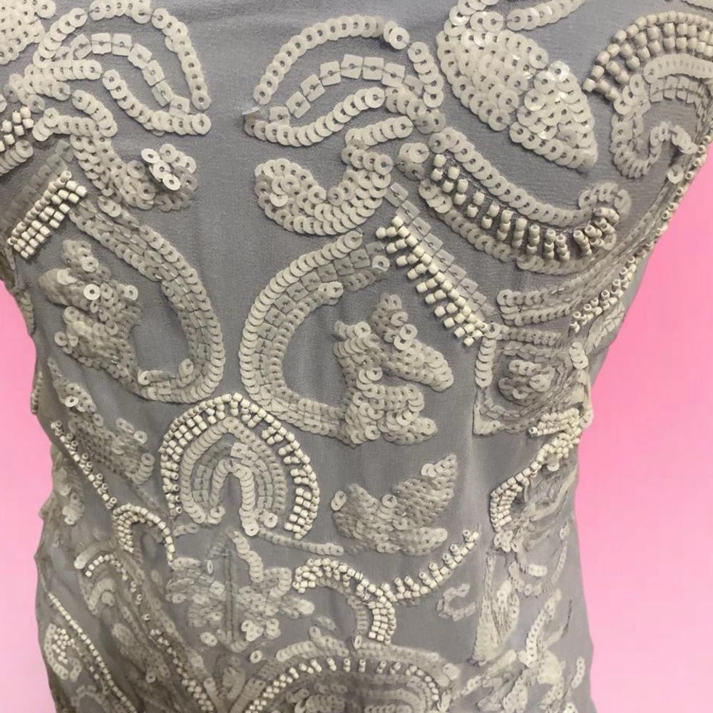🩵Express Light Blue Sequins Embroidered Tank Top - Picture 3 of 5